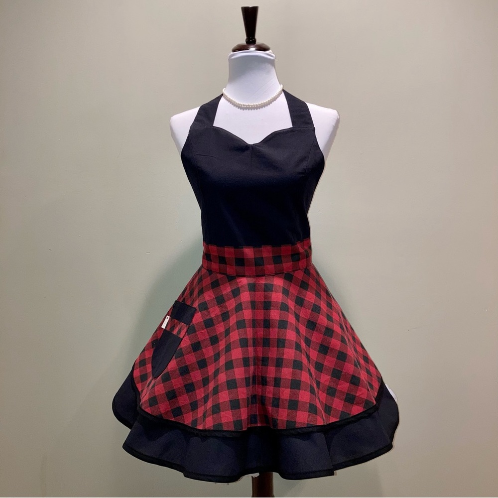Red and black Buffalo plaid Retro Style Apron